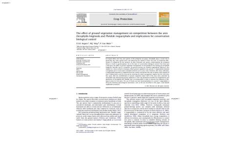 The effect of ground vegetation management on competition between the ants Oecophylla longinoda and Pheidole megacephala and implications for conservation biological control